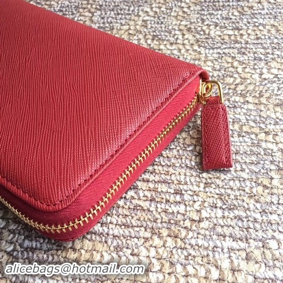 Discount Prada Saffiano Leather Large Zippy Wallets 1MH317 Red