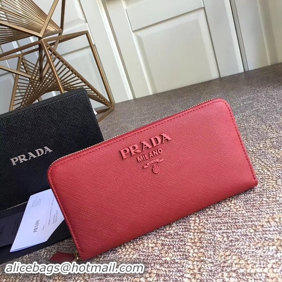 Discount Prada Saffiano Leather Large Zippy Wallets 1MH317 Red