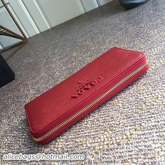 Discount Prada Saffiano Leather Large Zippy Wallets 1MH317 Red