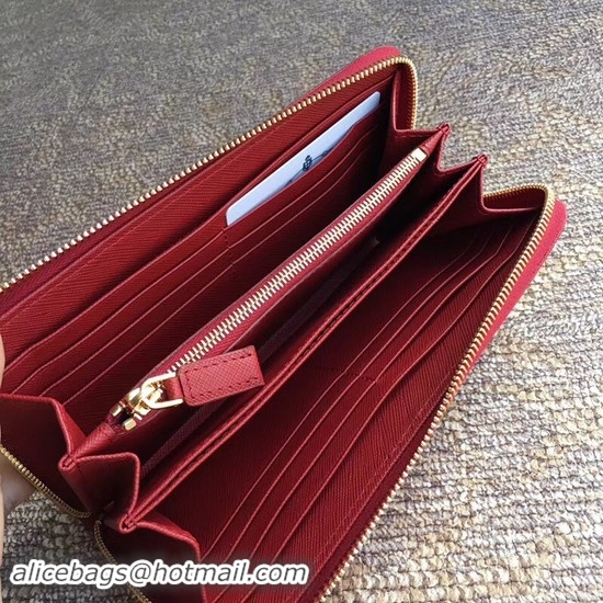 Discount Prada Saffiano Leather Large Zippy Wallets 1MH317 Red