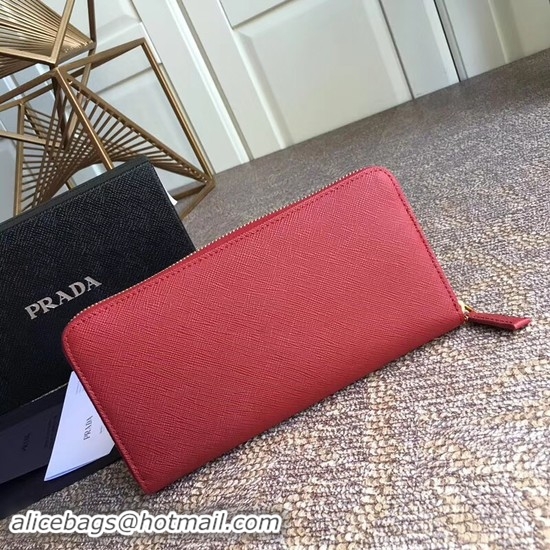 Discount Prada Saffiano Leather Large Zippy Wallets 1MH317 Red