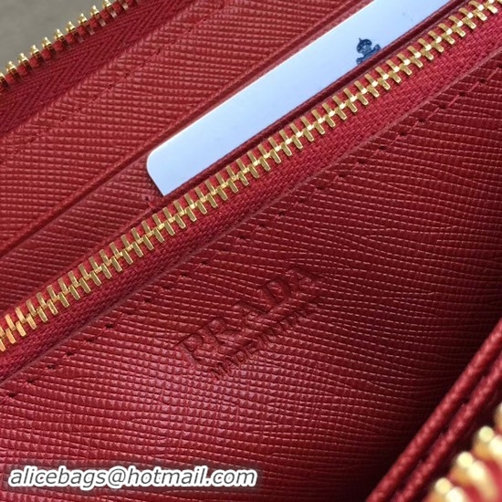 Discount Prada Saffiano Leather Large Zippy Wallets 1MH317 Red