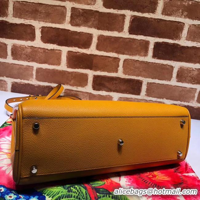 Unique Imitation Gucci Zumi grainy leather medium top handle bag 564714 yellow