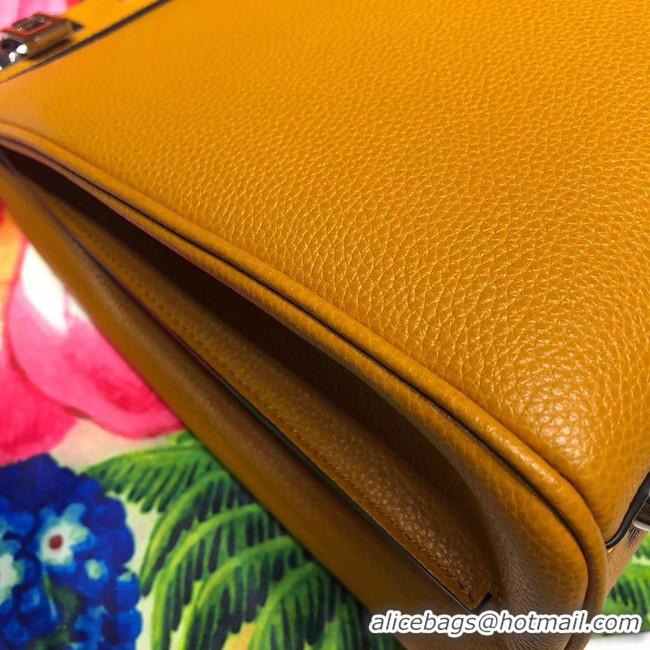 Unique Imitation Gucci Zumi grainy leather medium top handle bag 564714 yellow