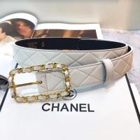Top Quality Chanel Width 30mm Calf Leather Belt 56598 White