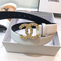 Imitation Chanel Width 30mm CC Logo Calf Leather Belt 56601 White