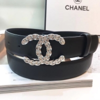 High Quality Chanel Width 30mm CC Logo Calf Leather Belt 56604 Black