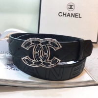 Buy Discount Chanel Width 32mm CC Logo Calf Leather Belt 56609 Black