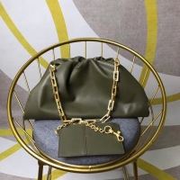 Luxury Bottega Veneta Nappa lambskin soft wide large Shoulder Bag 585853 Blackish Green