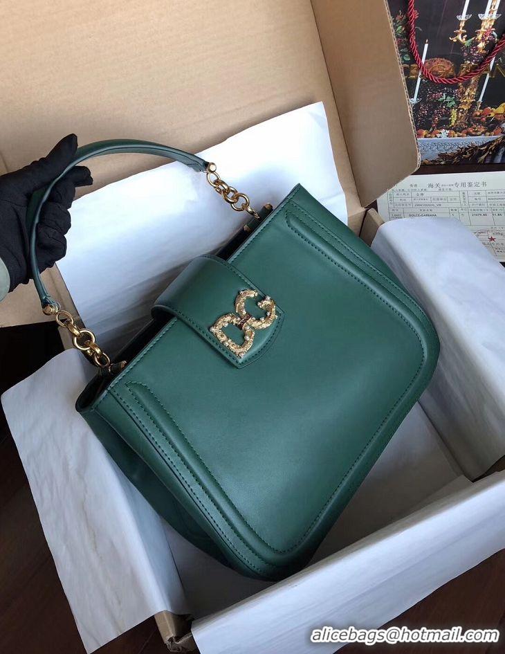 Crafted Cheap Dolce & Gabbana Origianl Leather Bag 4918 Blackish green