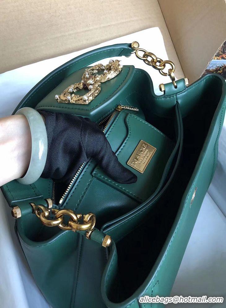 Crafted Cheap Dolce & Gabbana Origianl Leather Bag 4918 Blackish green