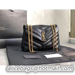 Buy Discount Yves Saint Laurent Calfskin Leather Tote Bag Black 464678 Gold hardware