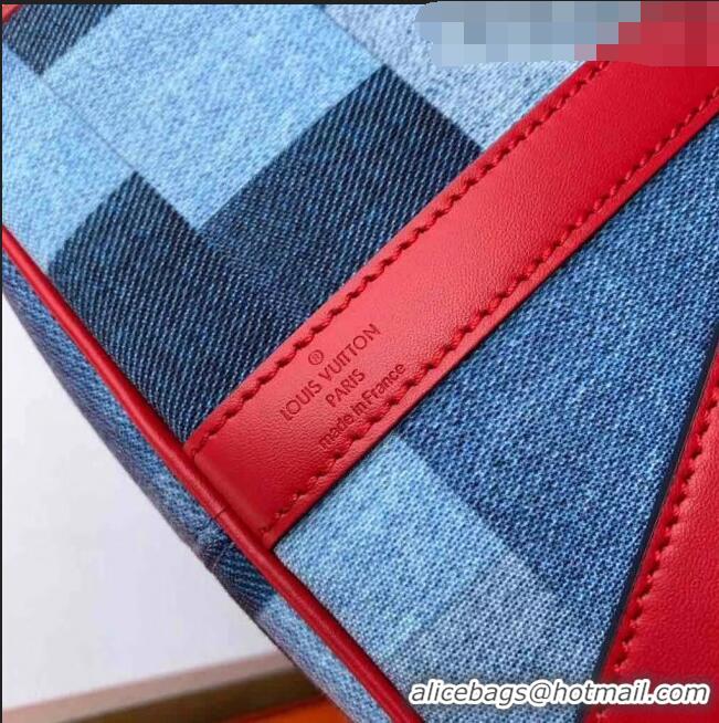Discount Louis Vuitton Speedy Bandoulière 30 in Damier Monogram Denim Canvas M45041 Blue/Red