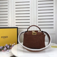 High Quality Cheap FENDI PEEKABOO ICONIC MINI leather bag 8BN244 brown