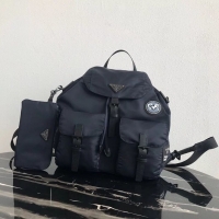 Discount Prada Re-Nylon backpack 1BZ811 black&grey