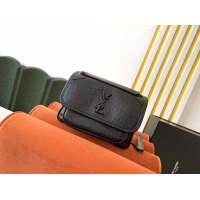 Promotional Yves Saint Laurent MINI Niki Chain Bag Crocodile pattern 498893 black