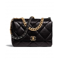 Grade Quality Chanel 19 Maxi Leather Flap Bag AS1162 Black