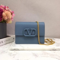 Luxury Imitation VALENTINO Origianl leather Chain bag V069 Blue