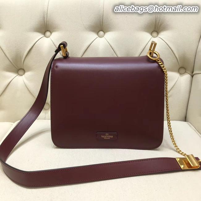 Trendy Design VALENTINO VLOCK Origianl leather shoulder bag 0908 Burgundy