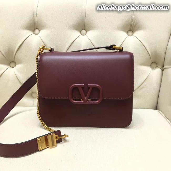 Trendy Design VALENTINO VLOCK Origianl leather shoulder bag 0908 Burgundy