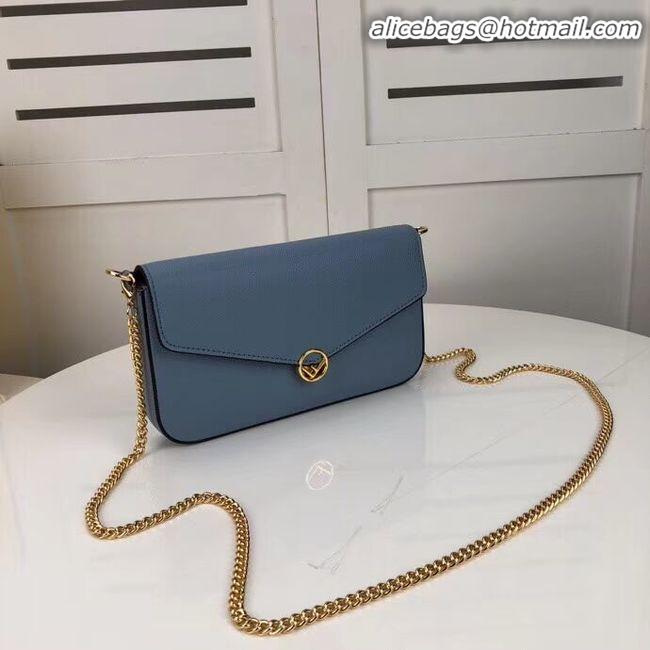 Discount Classic Fendi WALLET ON CHAIN WITH POUCHES leather mini-bag F0005 light blue