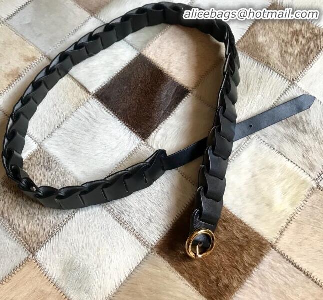 Discount Bottega Veneta Leather Modular Link Belt Width 30mm with Circular Buckle BV21119 Black
