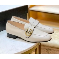 Discount Gucci Leather Double G Loafer 602496 White 2020 