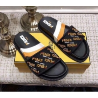 Top Quality Fendi Twist Flat Satin Slide Sandals G32004 Coffee 2020