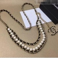 Design Promotion Chanel Leather Pearl Chain Belt G62556