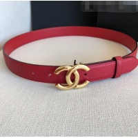 Top Sale Chanel Calfskin Belt Width 30mm with CC Buckle 21235 Cherry Red
