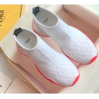 Discount Fendi FFluid Knit Jacquard Zip Sneakers G92355 White 2020