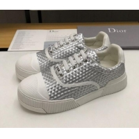 New Fashion Dior D-Smash Woven Calfskin Sneakers G21813 Silver 2020