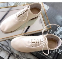 Low Price Celine Soft Dance Flat Lace-up in Lambskin C82201 White