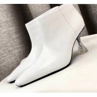 Low Price Celine Lambskin Ankle Boot with Crystal Heel C01555 White