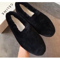 Best Quality Celine Wool Flat Loafers C82106 Black
