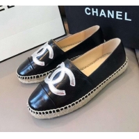 Good Product Chanel Quilted Calfskin Flat Espadrilles G29762 Black/Silver 2020