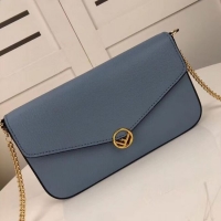 Discount Classic Fendi WALLET ON CHAIN WITH POUCHES leather mini-bag F0005 light blue