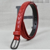 Low Price Bottega Veneta Intreccio Lambskin Width 20mm Belt with Vintage Square Buckle BV52042 Red