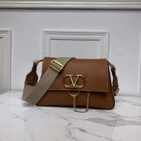 AAAAA Duplicate VALENTINO Origianl leather shoulder bag V0888 brown