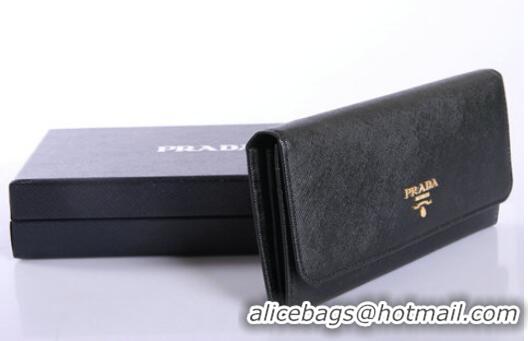 Hot Fashion Prada Saffiano Leather Bifond Wallet 1M11335 Black