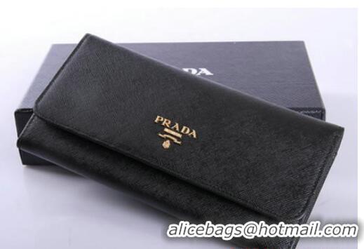 Hot Fashion Prada Saffiano Leather Bifond Wallet 1M11335 Black