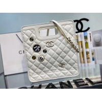Promotional Chanel Original Soft Leather Bag & Gold-Tone Metal AS1431 white