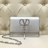 New Style VALENTINO VLOCK Origianl leather shoulder bag 0910 silver