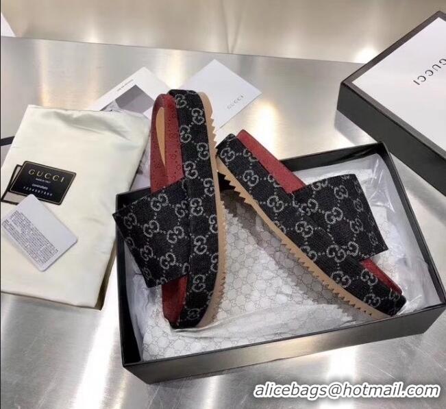 Top Quality Gucci Denim Black GG Platform Slide Sandal 573018