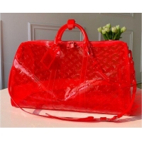 Imitation Louis Vuitton KEEPALL 50 Travel Bag with shoulder straps M53271 Red
