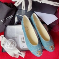 Top Quality Chanel Denim Classic Ballerinas Flats G18018 Light Blue