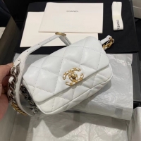 Luxury Cheap Chanel 19 Bodypack Sheepskin Leather AS1163 white
