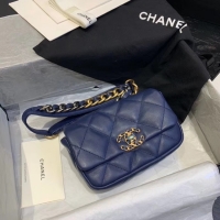 Good Quality Chanel 19 Bodypack Sheepskin Leather AS1163 dark blue