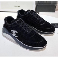 Good ProductChanel Terry-cloth & Goatskin Classic Sneaker G02049 Black 02 2020