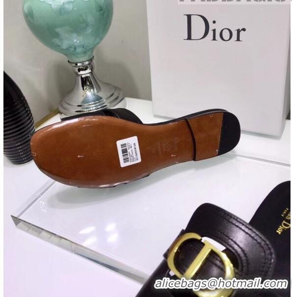 Reproduction Dior 30 MONTAIGNE Mule Flat Sandals In Smooth Calfskin CD1419 Black 2020